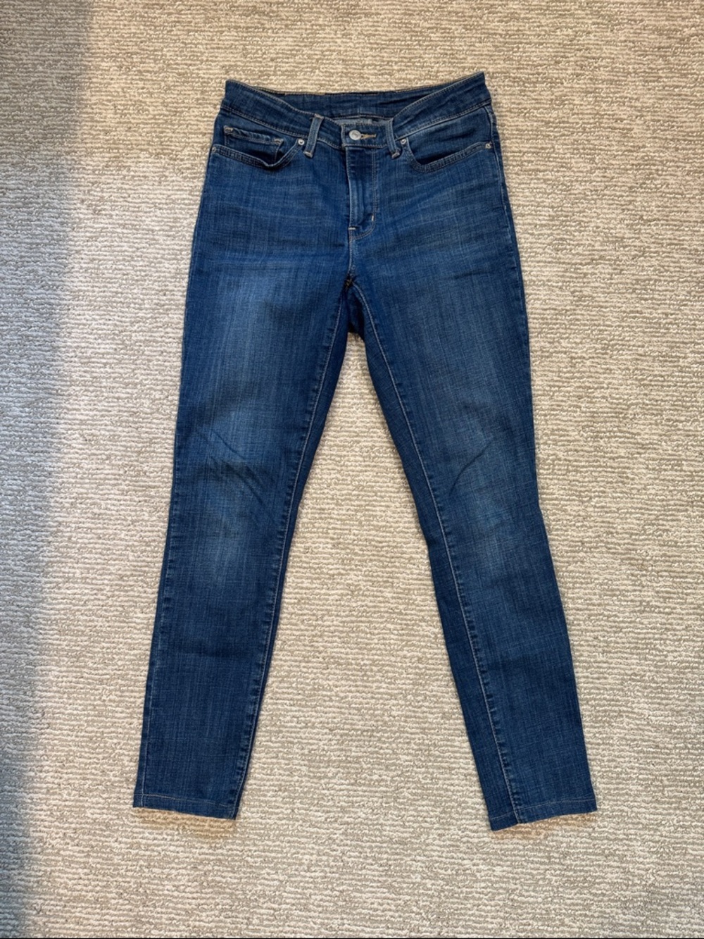 Levi’s Dark Blue Slim Straight Skinny Denim Jeans Pants Classic Basic Minimal